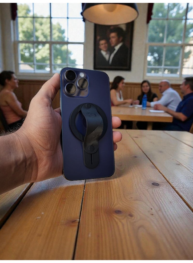 PAST WORLD Magnetic iPhone Grip Compatible with MagSafe, Versatile, Stylish and Practical Design, Black - Image 3